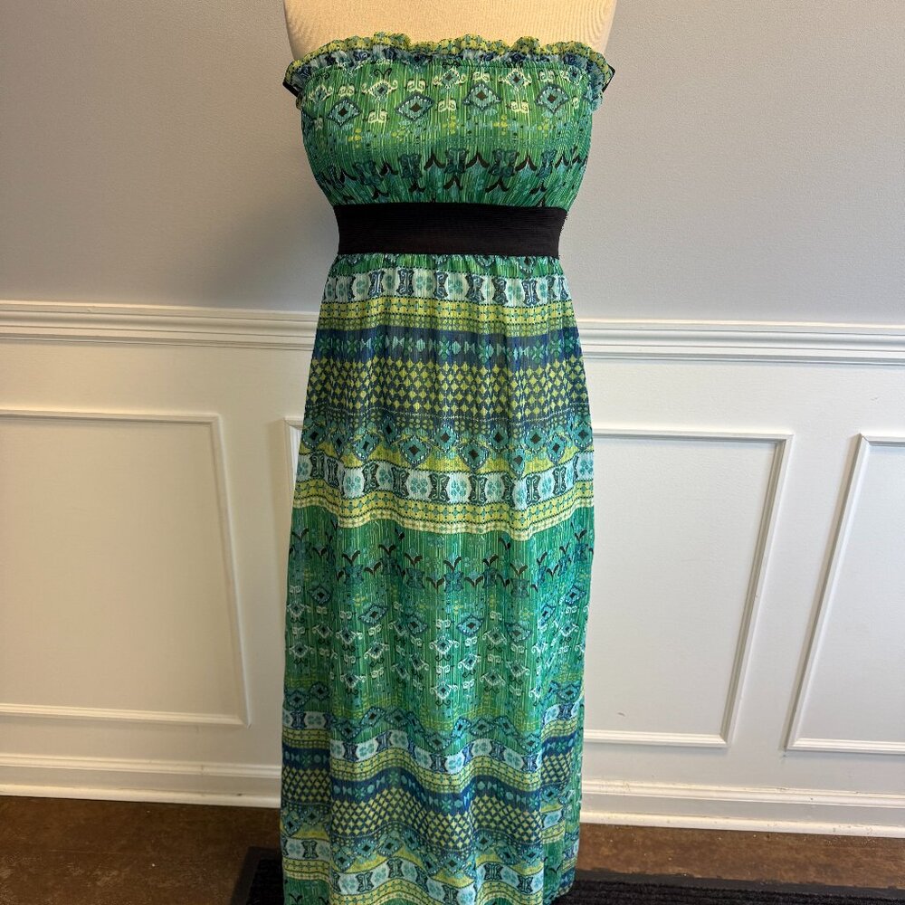 A Byer Maxi Dress | Stretch Waist | Chiffon | Strapless | Small